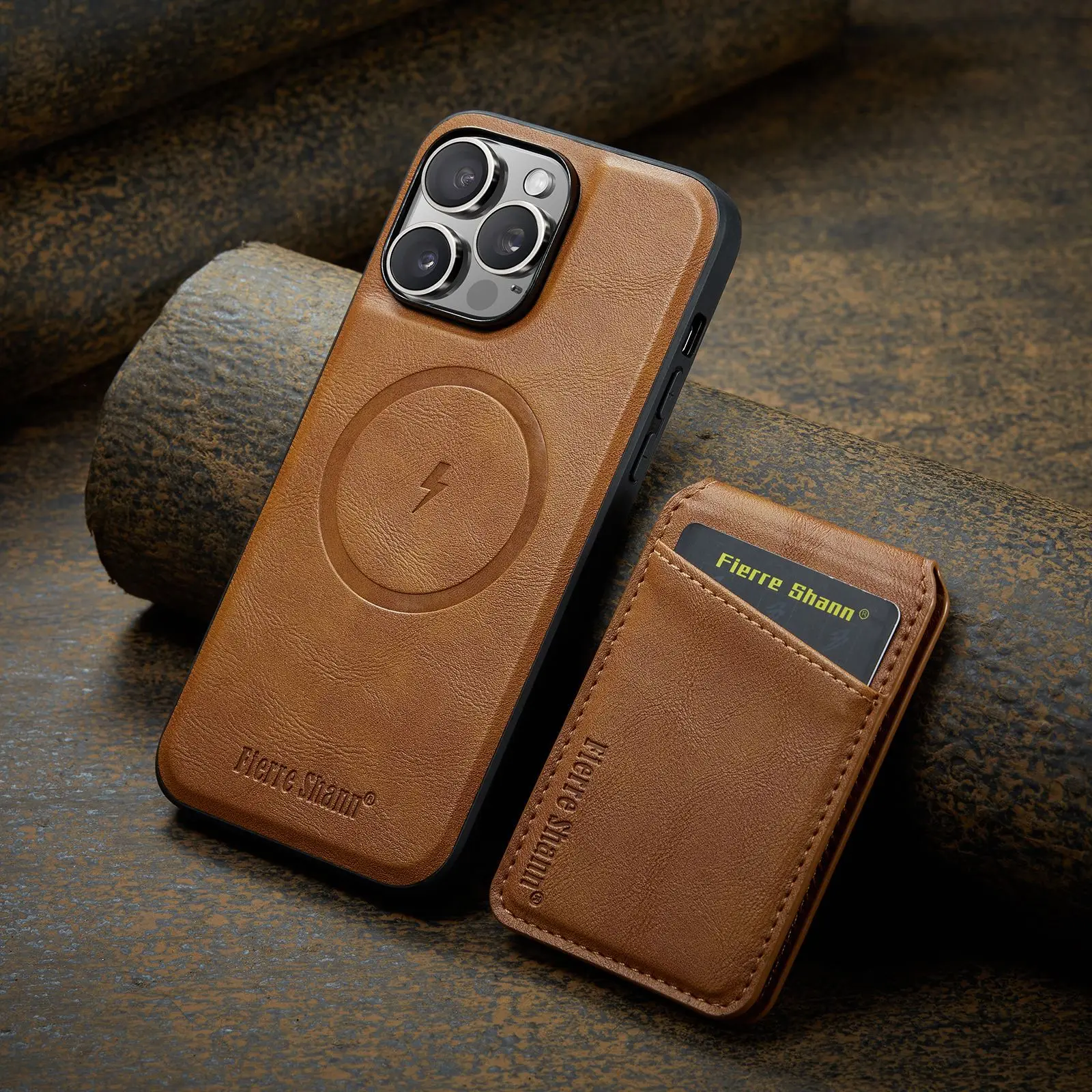 

Leather for Magsafe Phone Case for iPhone 16 15 Pro Max 14 Plus 13 12 11 Pro Bracket Magnetic Back Cover with Card Holder L025