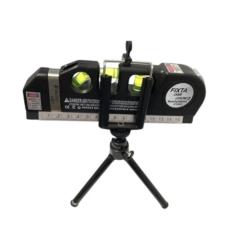 Outil de ligne de niveau Laser, Kit de niveau Laser polyvalent, ligne transversale Standard, règle de ruban à mesurer de 8 pieds avec trépied en métal