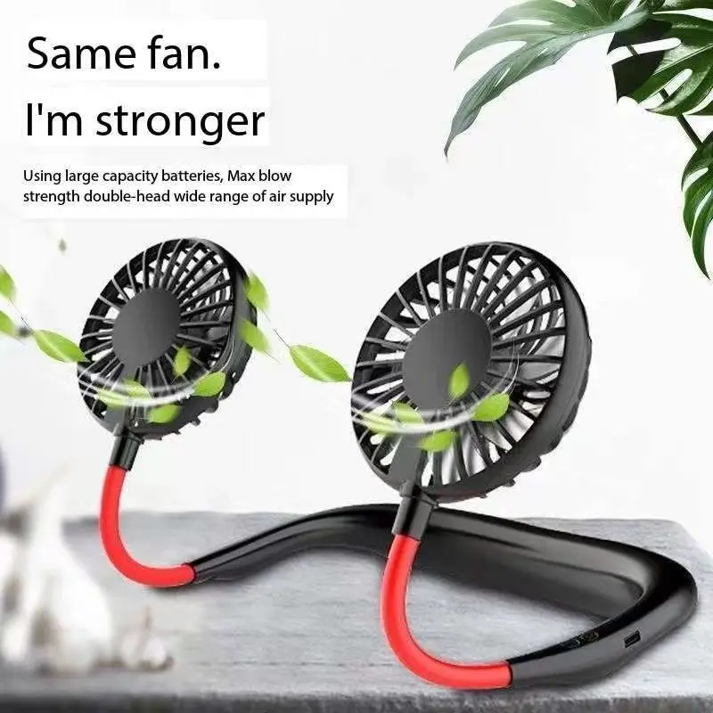 Portable Neck Fan,USB Hands Free Neck Hanging Rechargeable Mini Sports3-Speed Adjustable Neck Dual Fan Home OfficeOutdoor Travel