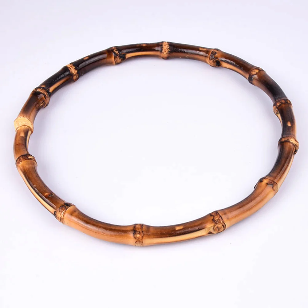 

2pcs Round Bamboo Bag Handles Handmade Luggage Accessories DIY Craft Projects Wooden Style Fits Handbags Clutches Purse