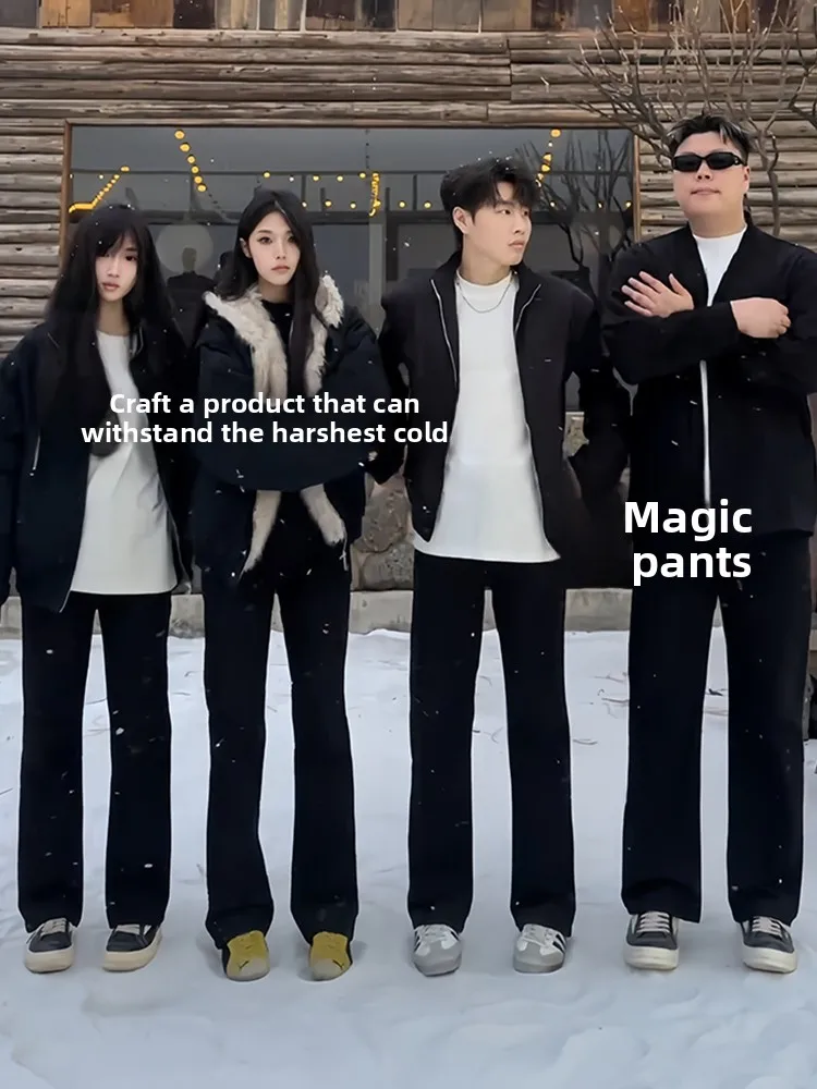 

Slim Fit Straight Leg Jeans Men's Thiened Elastic Casual Straight Leg Trousers with ket mid Waist Water Waed Denim Jeans