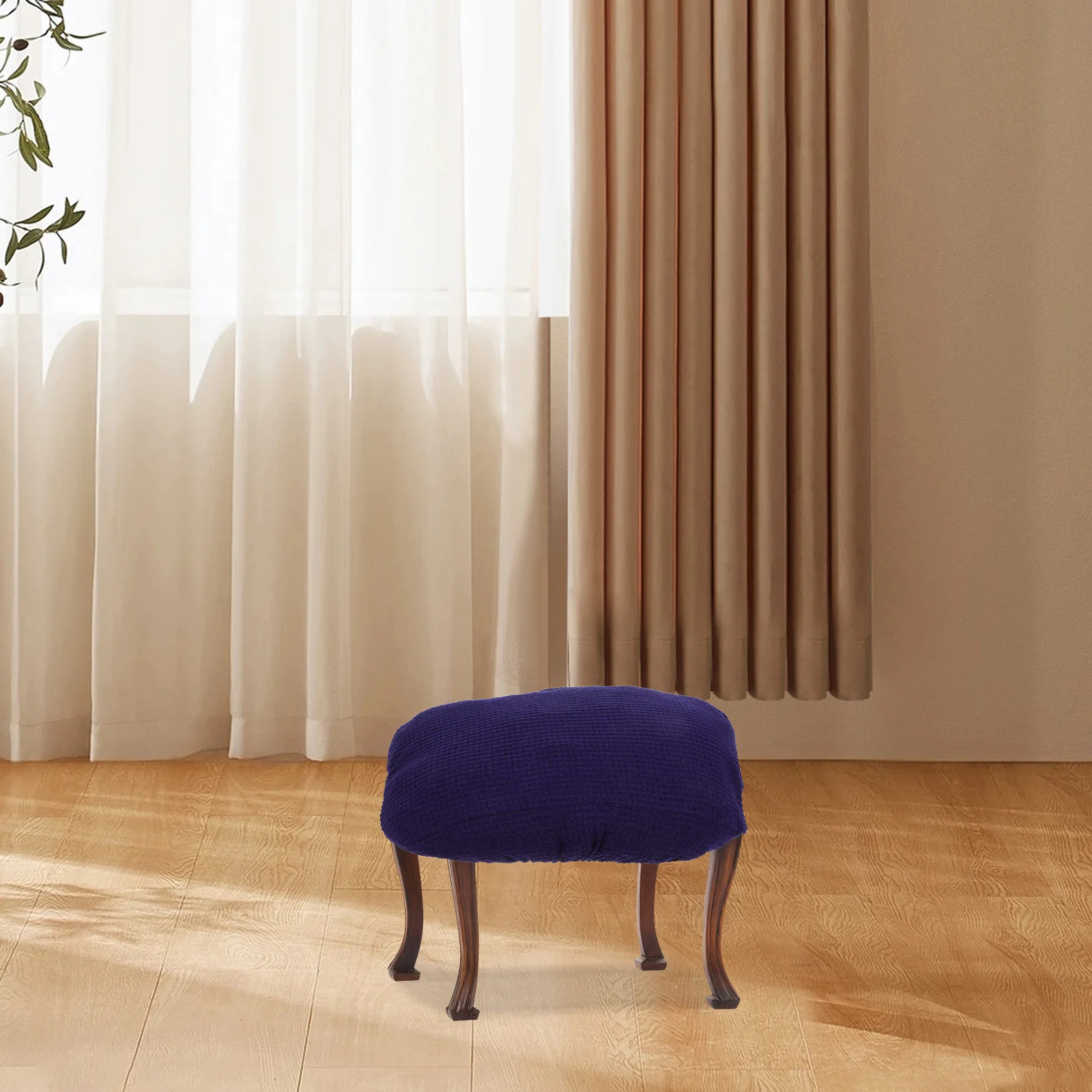 

Rectangular Footstool Cover Elastic Washable Reusable Polyester Fabric For Home Decor Stool Covers