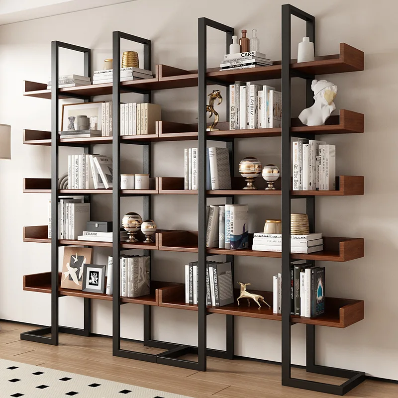 

Wrought iron floor bookshelf shelf against the wall Italian display shelf Living room storage student multi-layer