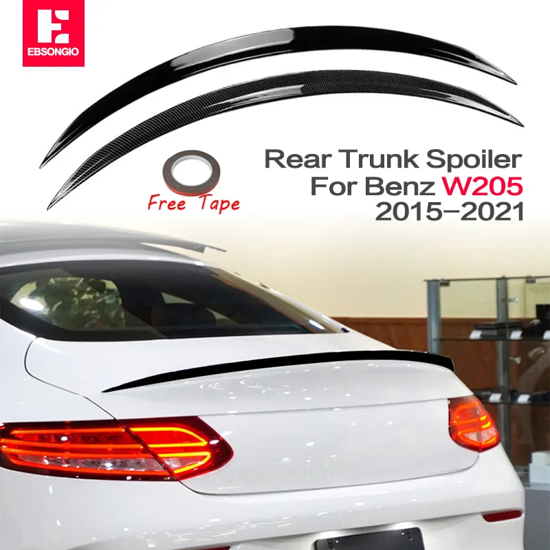 

Car Bright Black Spoiler For Mercedes-Benz C Class W205 C63 COUPE C200 C300 2015 to 2021 Car Rear Wing Spoilers Auto Accessories