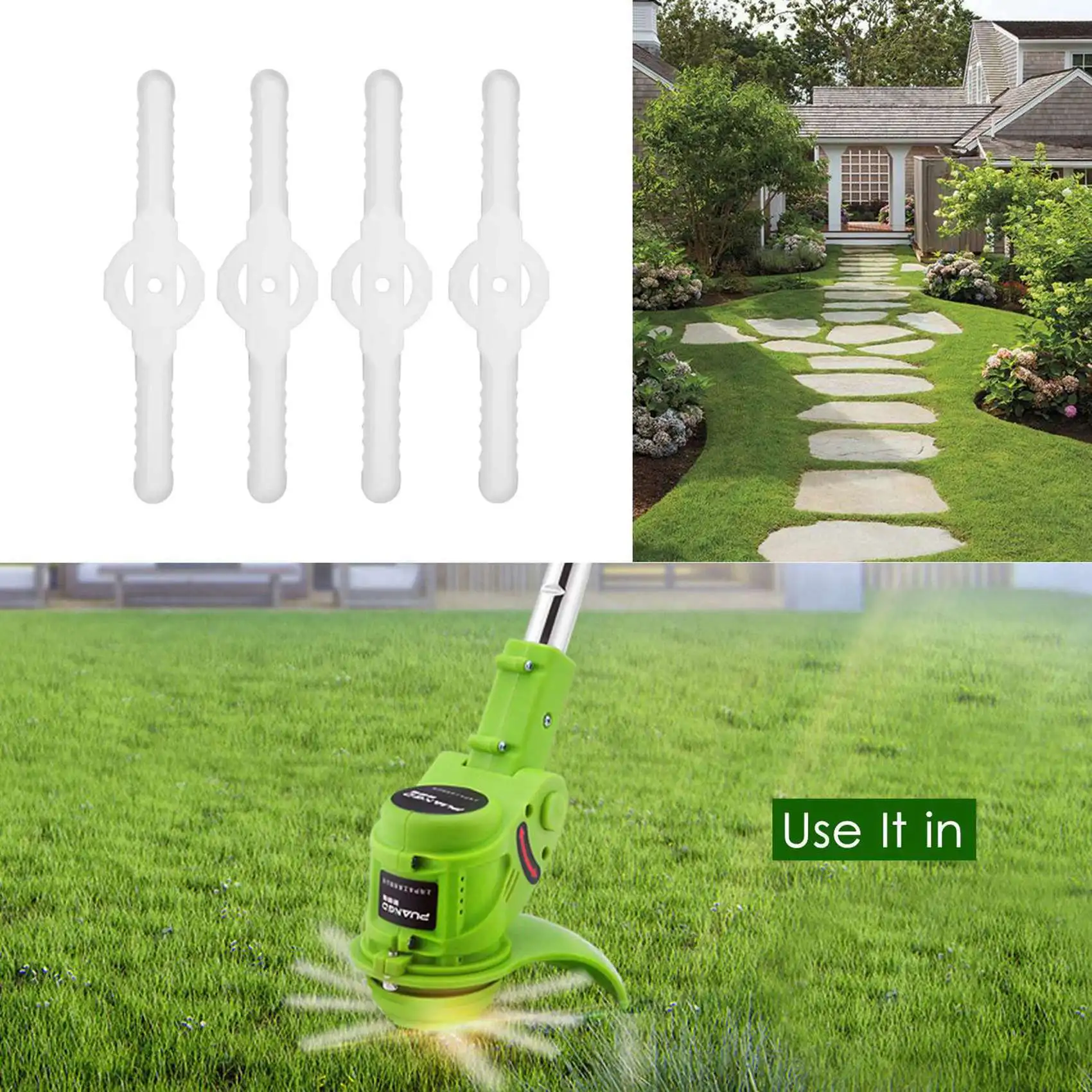 

A04G-100 шт. пластиковые лезвия для триммера, аксессуары для газонокосилок, ножи для беспроводных триммеров, садовый инструмент