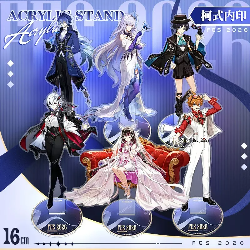 New Genshin Impact Character Stand 2026 FES Columbina Wanderer Skirk Cute Cartoon Anime Acrylic Game Desk Ornament Friend Gift