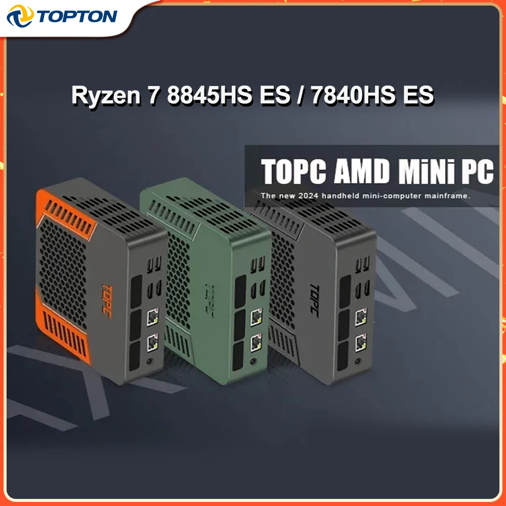 Topton Mini PC AMD Ryzen 7 8845HS ES 7840HS ES Version USB4.0 Dual LAN 2xDDR5 PCIe4.0 Windows 11 Pro Nuc Mini Computers WiFi6