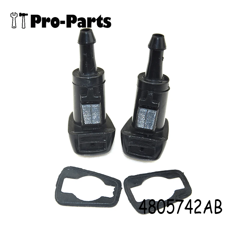 2pcs Windscreen Washer Wiper Water Spray Nozzle Jet 4805742AB For Chrysler 300 06-10 Dodge Caliber Jeep 5113049AA 5116079AA