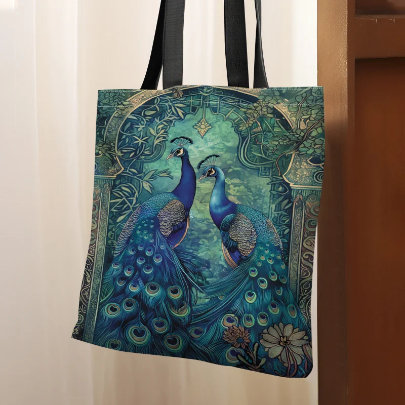 1 Stück schöne Einkaufstasche mit PeaRooster-Aufdruck, lässige Schulter-Shopper-Tasche mit Aufdruck, Damen-Umhängetasche