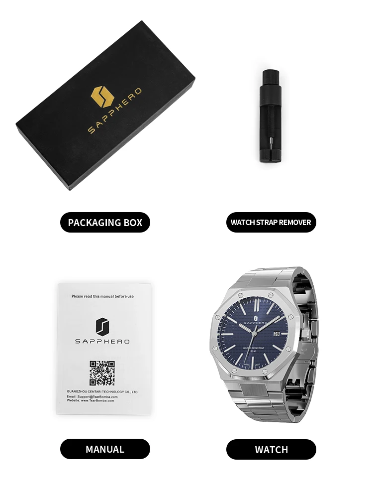 SAPPHERO Heren luxe zakelijk roestvrijstalen horloge voor heren Sport Excellence waterdicht polshorloge Stoere heren cadeauklok