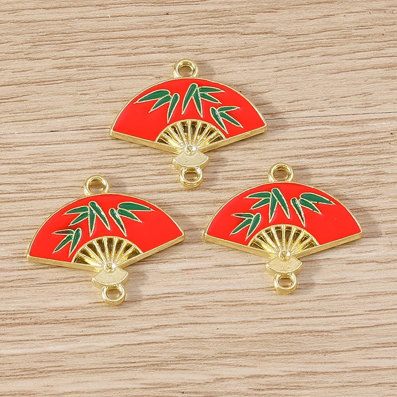 Tusember 20 Stück modische Doppelloch-Emaille-Blumen-Fächer-Anhänger für die Herstellung von DIY-Halsketten, Ohrringen und Schmuckzubehör – Detail 8