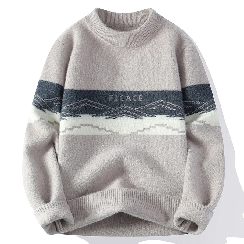 

Classic Color Blocking Casual Knitted Sweater Men's Pullover 2025 Warm and Casual Fashion Autumn Winter Elegant Commuting Top