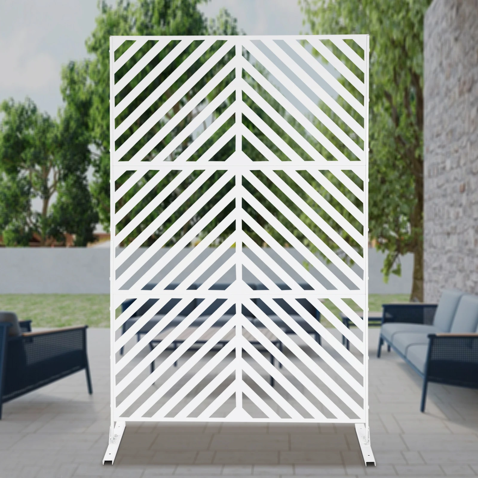 

Privacy Fence Screen with Stand 74.8"H×35.4"W, Outdoor Decor Divider Metal Fence Panels for Garden Patio Backyard