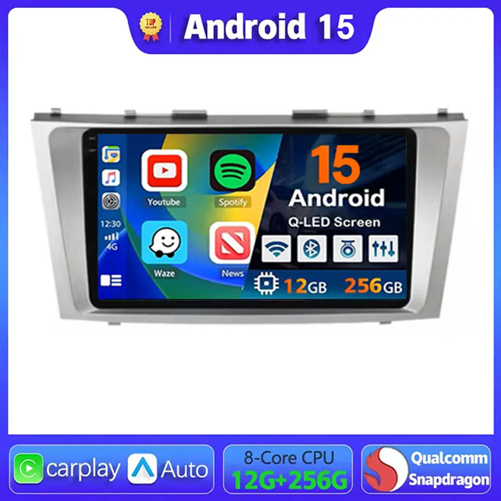 Автомобильное радио Android 15, для Toyota Camry 2007, 2008, 2009, 2010, 2011, навигация, GPS, мультимедийный видеоплеер, стерео Carplay, авто Wi-Fi