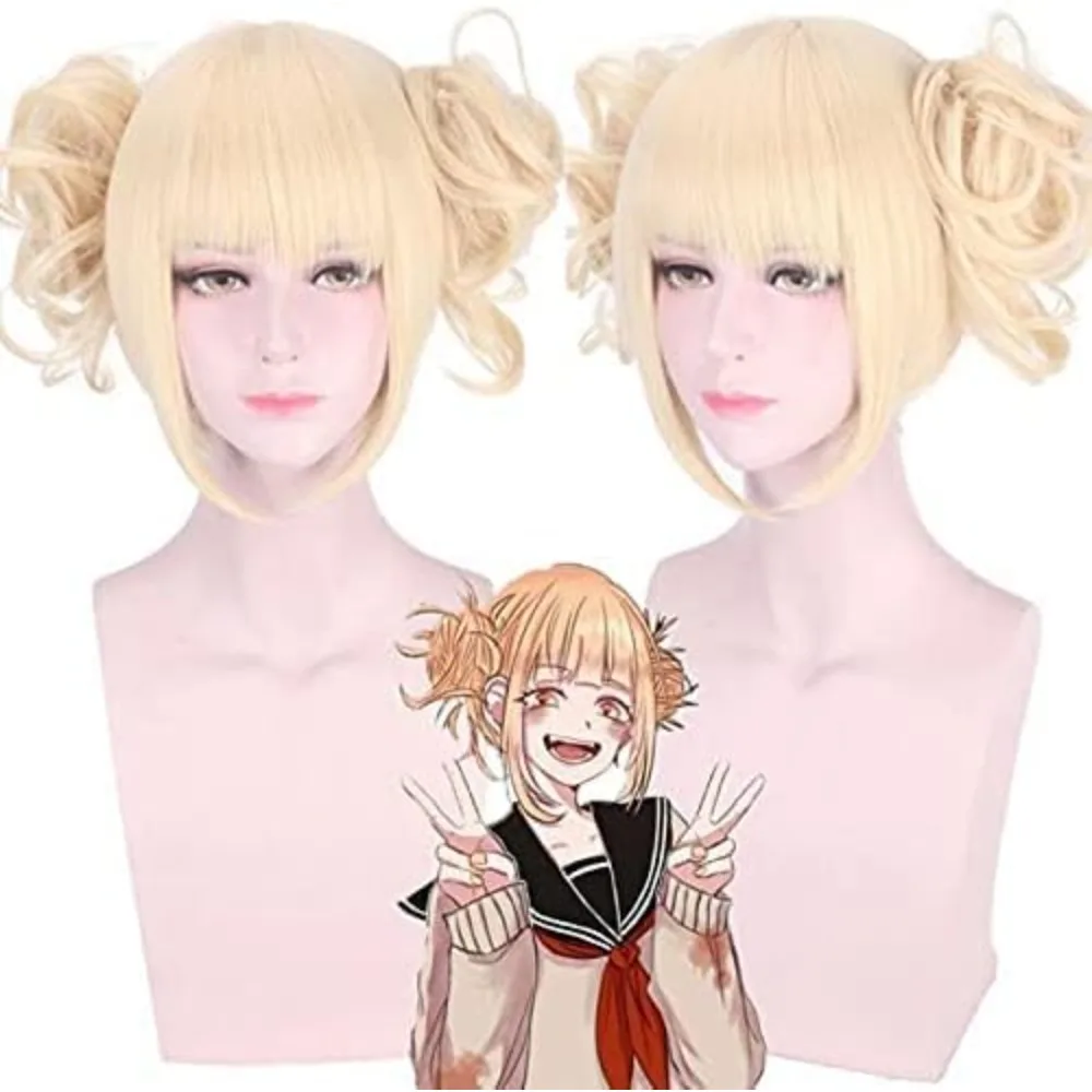 

Himiko Toga Jk Косплей Goud Pruik Hoofd костюм Boku no Hero Academia Pruik Хэллоуин вечерние Pruik