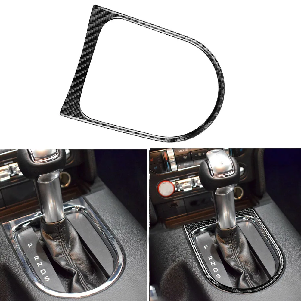 Carbon Fiber Console Gear Shift Frame Cover Trim Panel Sticker Interior For Ford Mustang 2015-17
