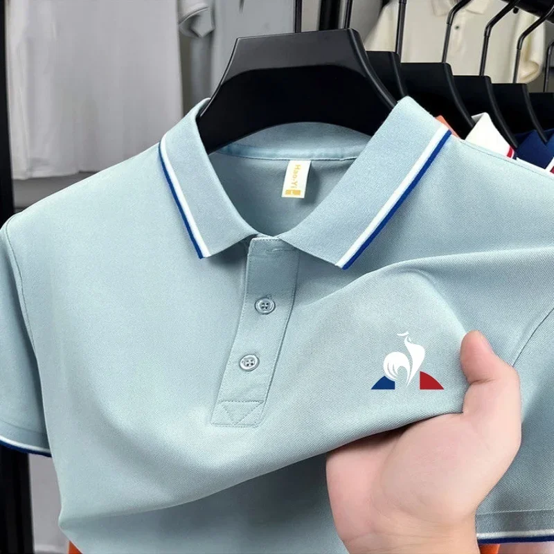 

Summer men's high-quality embroidered logo short sleeved polo shirt new business casual breathable comfortable top