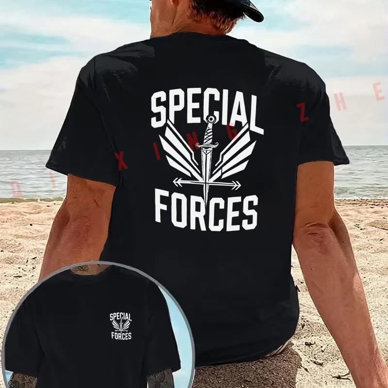 

SPECIAL FORCES Tactical design motorcycle T-Shirt Cotton Double-Sided Print Men‘s Casual Short Sleeve Summer O-neck Tops