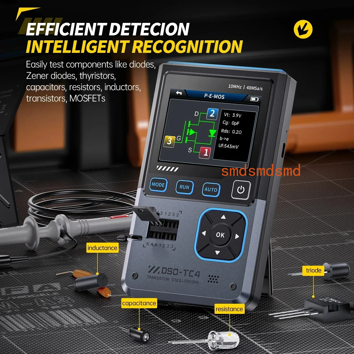 DSO-TC4 Digital Oscilloscope 10MHz 48Ms/s Transistor Zener Diode Tester Electronics Component Meter 13 Signals Output