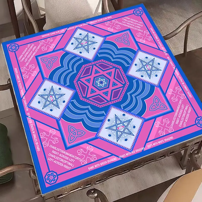Square American Mahjong Table Mat Mysterious Lotus Mandala Anti slip Noise Reduction Game Mat Portable Desktop Decoration
