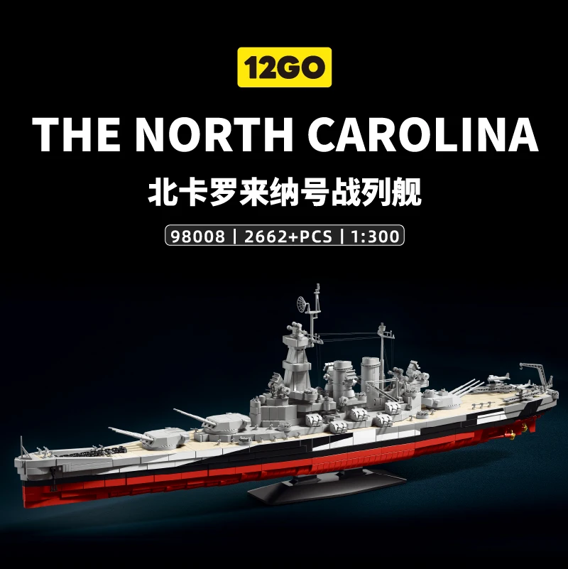 

USS North Carolina Battleship Building Blocks, High Difficulty Assembly Model Toy Gift for Boys Girls