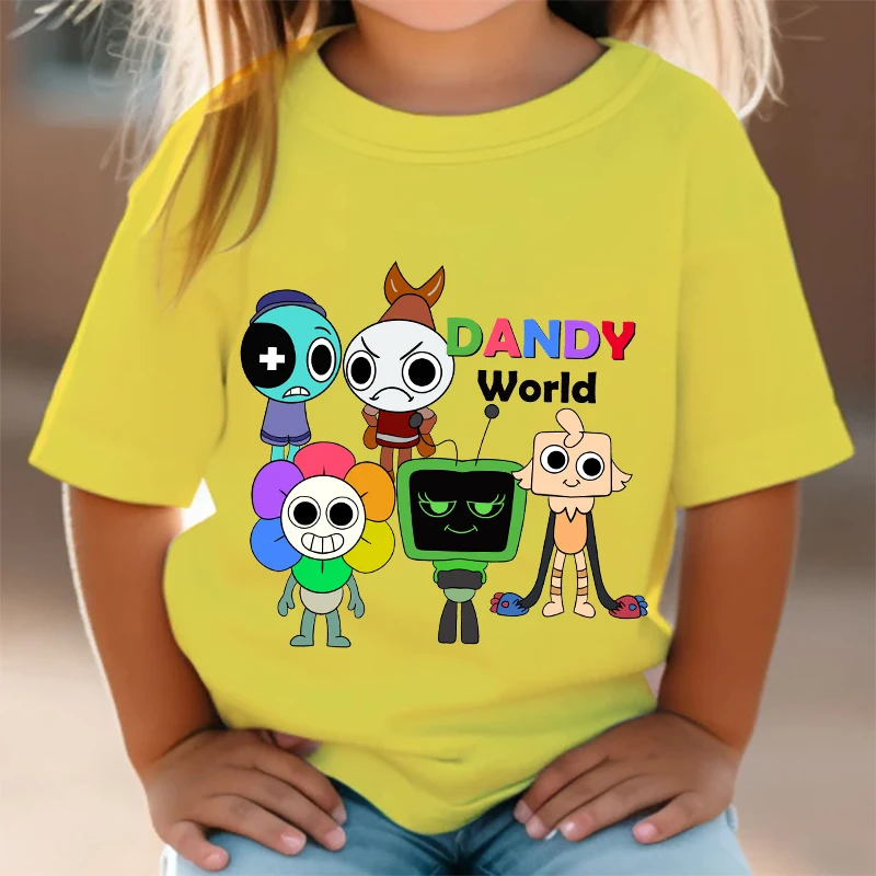 Dandys World Anime Kids T-shirt New Game Character TShirts Short Sleeve Tops Summer Dandy's World Boys Girls Fashion Streetwear