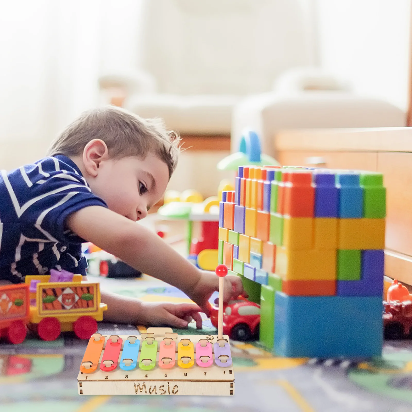 1 set 1 Set Diy 8-Note Wooden Xylophone Kit Educational Science Assembly Interactive Music Learning Stem Craft Activity Kids Fun