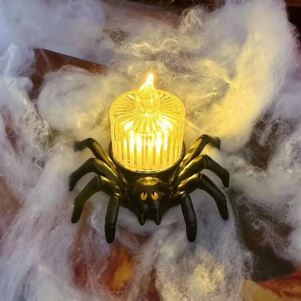 Halloween Candle Light Battery Operated Flameless LED Spider Tealights Electric Flickering Fake Candle Halloween Party Decor