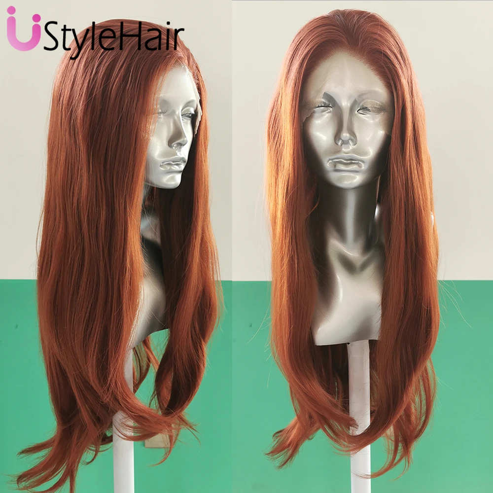 UStyleHair Pink Lace Wig Long Natural Wave Synthetic Lace Front Wigs for Women Heat Resistant Fiber Hair Natural Hairline Daily