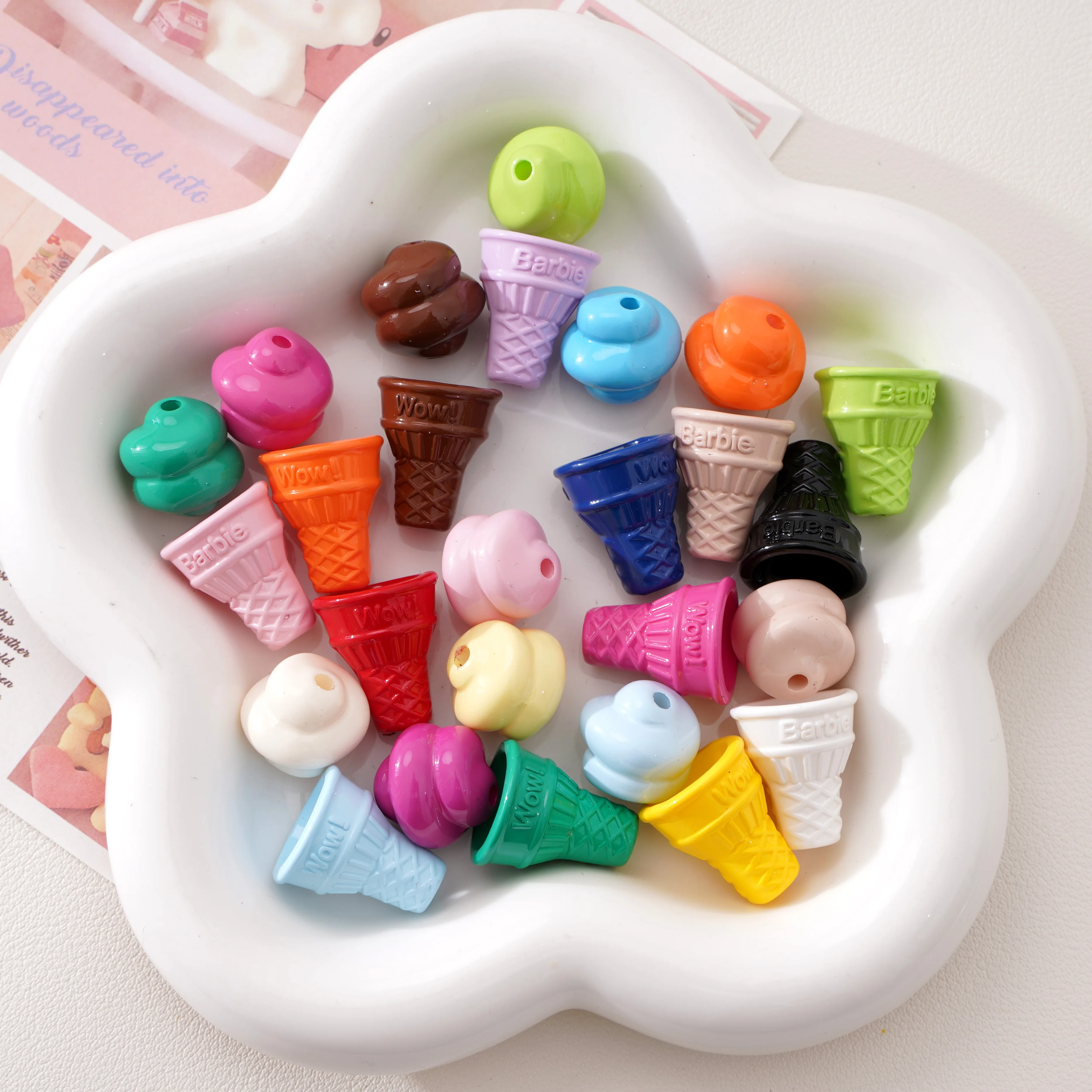2/10pcs ice cream ball Diy Handmade Pendant Beaded Jewelry perforated beading Make DIY beaded decorative accessory