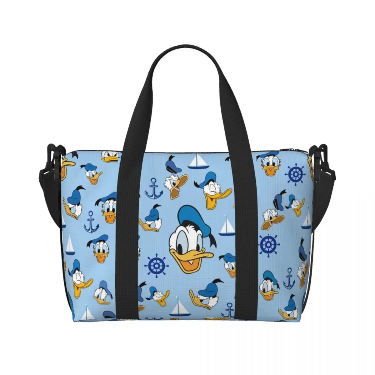 

Пляжная большая сумка с рисунком Дональда Дака на заказ для женщин, пляжные дорожные сумки с большим отделением для спортзала