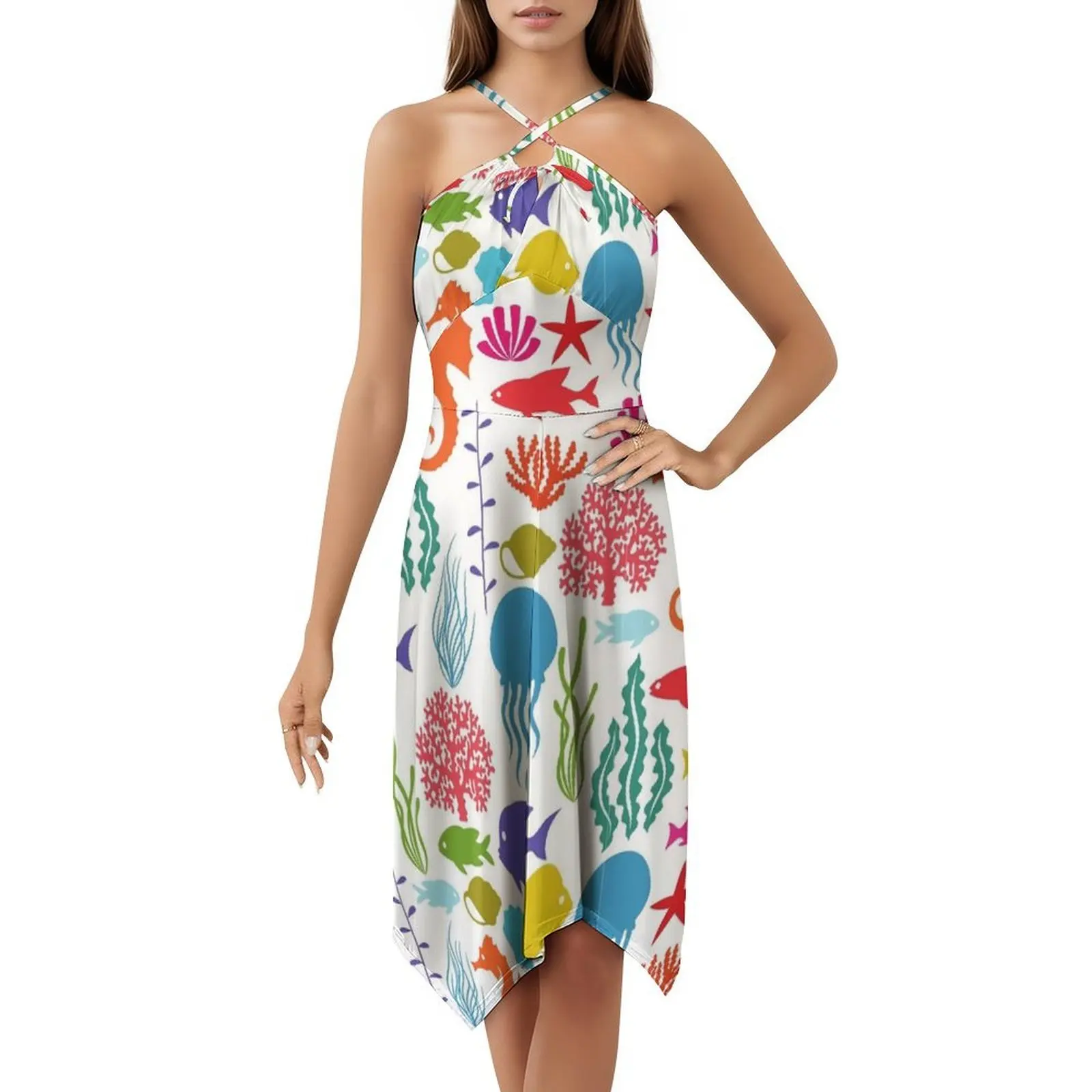 Tropical 08 Floral Smock Dress For Women Spring Summer Casual Dress For Party Tropic Pattern Tropical Vacation Summer Women's
