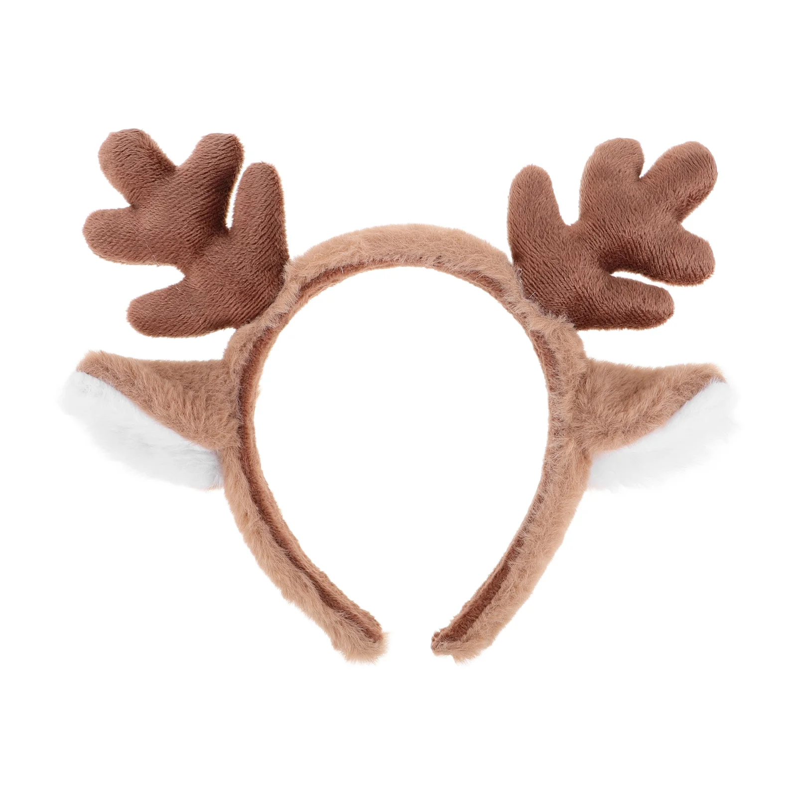 

Xmas Hair Ornament Plush Hairband Fluffy Deer Antler Headband Reindeer Ears Costume Accessory Deer Horns Headband for Holiday Pa