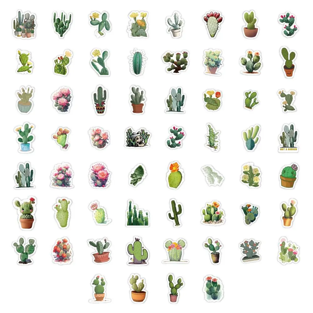 60 قطعة/المجموعة الكرتون نبات الصبار الكتابة على الجدران ملصقات جراب هاتف الغيتار الكمبيوتر الأمتعة DIY الديكور ملصق لاصق مقاوم للماء #6