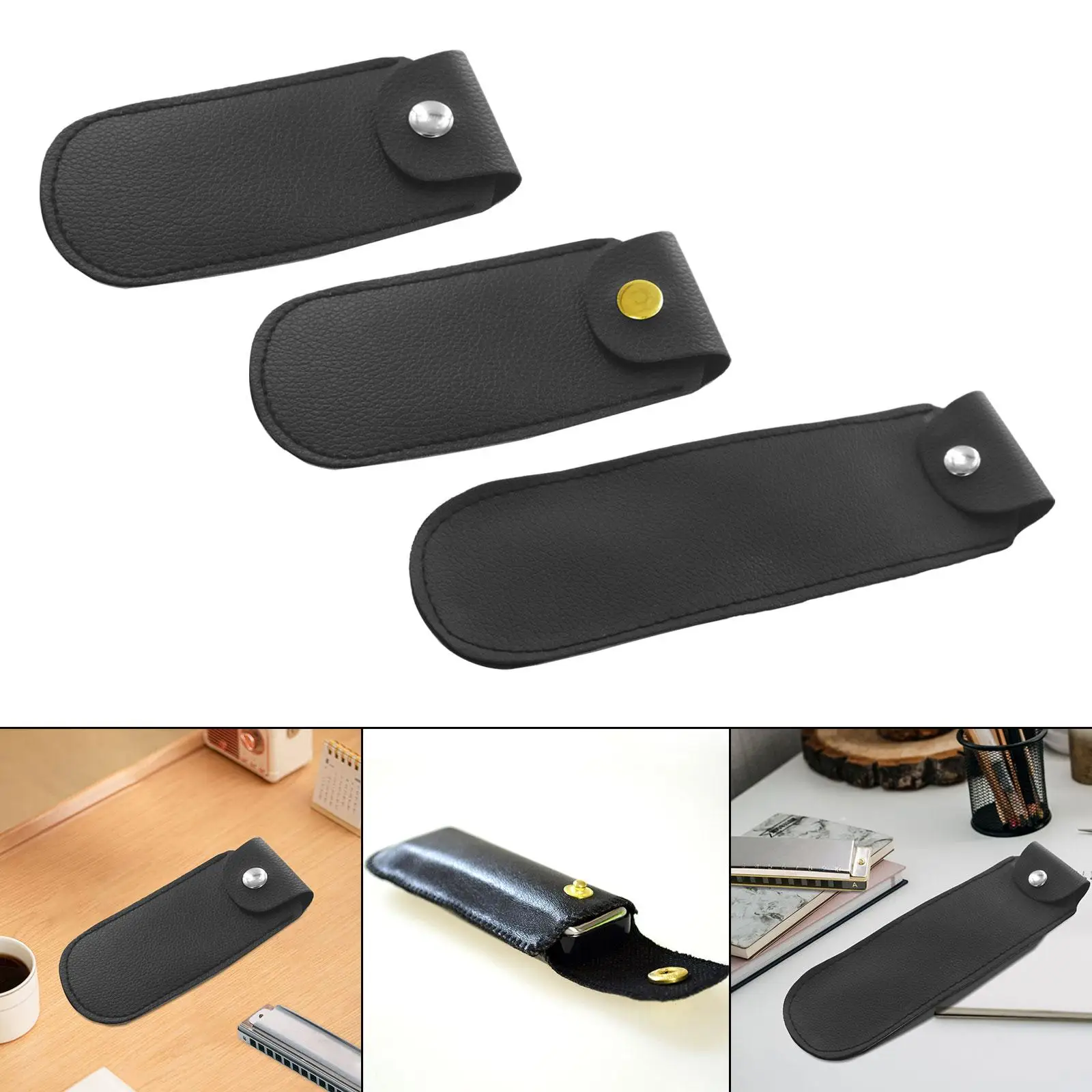 

Harmonica Carrying Case Musical Instrument Accessories PU Leather Harmonica Holder Compact Pocket Gifts Box Harmonica Pouch