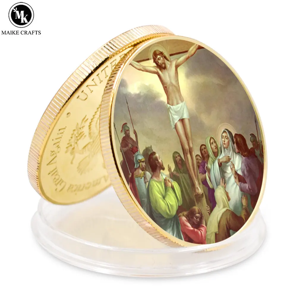 

Jesus Souvenir Coin Nativity Pattern Collectible Christianity Commemorative Coin Silver Gold Plated Creative Gift