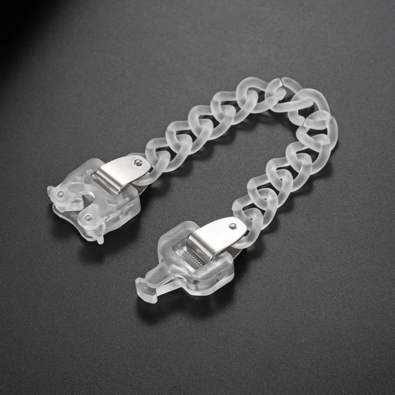 FishSheep Hiphop Acrylic Chain Lock Necklace for Men Women Punk Transparent Buckle Pendants Necklaces Male Jewelry Gift