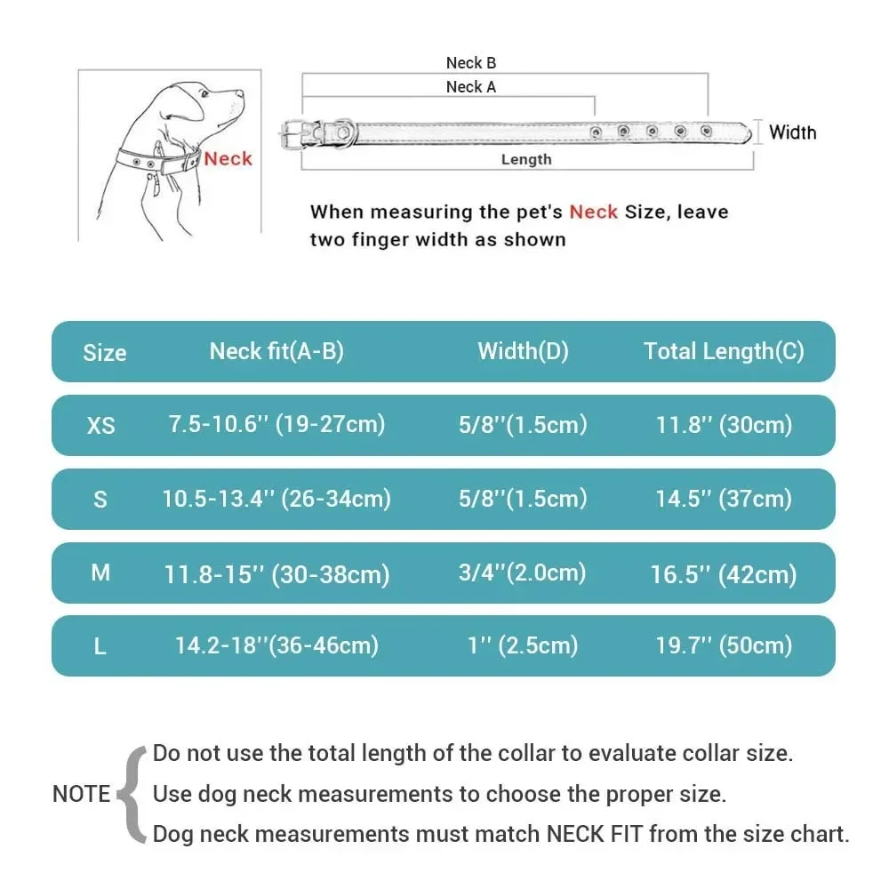 Custom Bling Leather Dog Collar with Name, Solid Personalized Engraved Puppy ID Collars, Small Medium and Large Dogs, XS-L