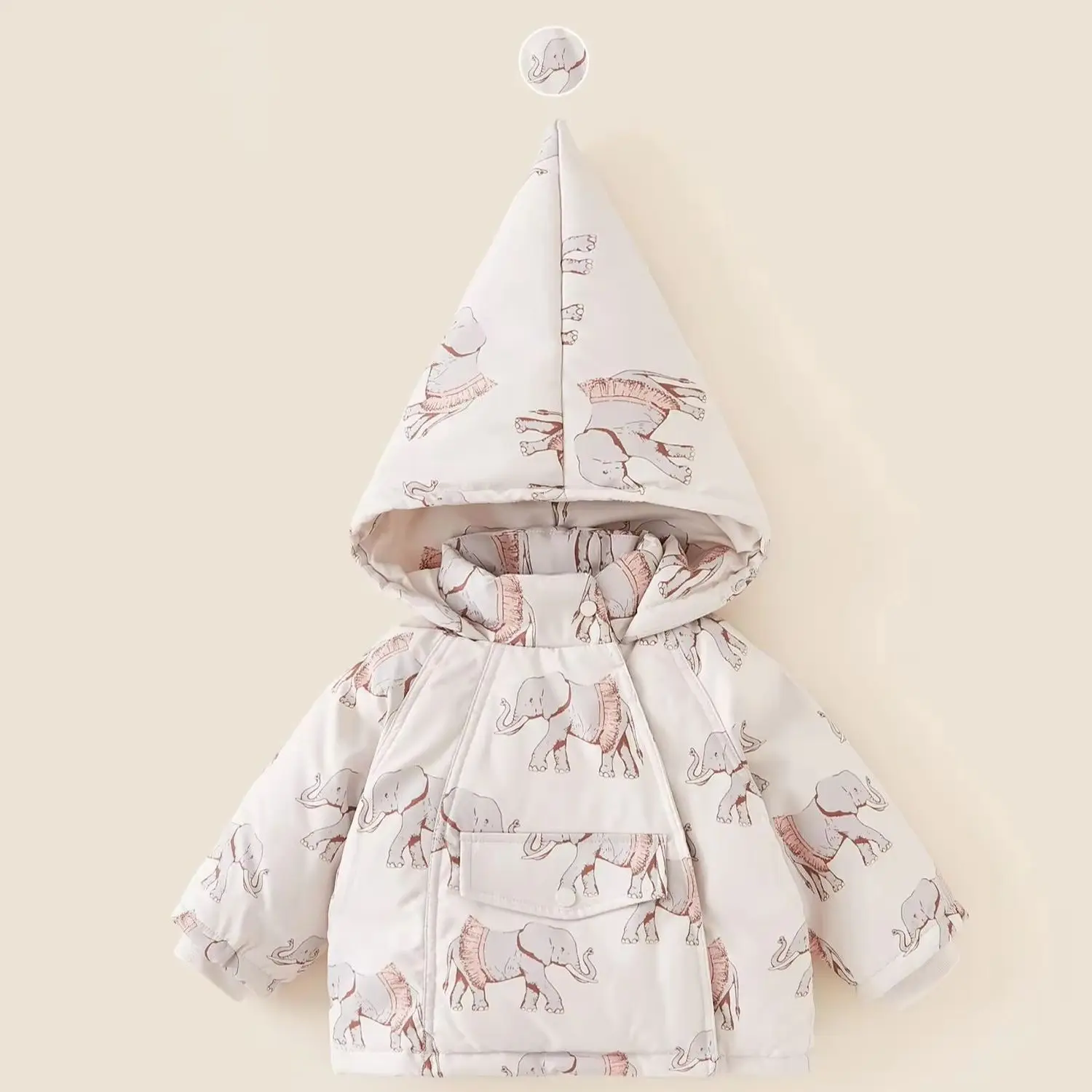 Baby Winter Warm Hooded Coat Toddler Thick Padded Jacket Cute Cartoon Print Windproof Outerwear for Newborn Boys Girls 1-7 Years
