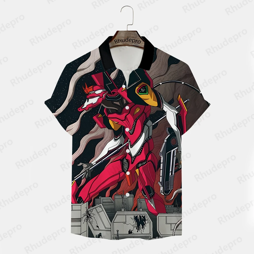 Hip Hop Men's Shirt Gift 5XL Neon Genesis Evangelion Fashion Clothing Oversized 2024 Shirts Streetwear Y2k Clothes Short Sleeve