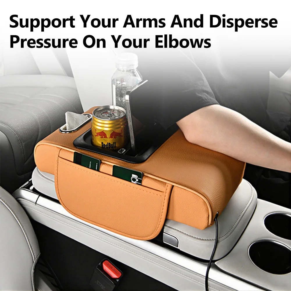 Starry Sky Roof Car Armrest Box Pad Multi Functional Cup Holder Mobile Phone Tissue Storage Memory Foam Height Increasing Pad 3