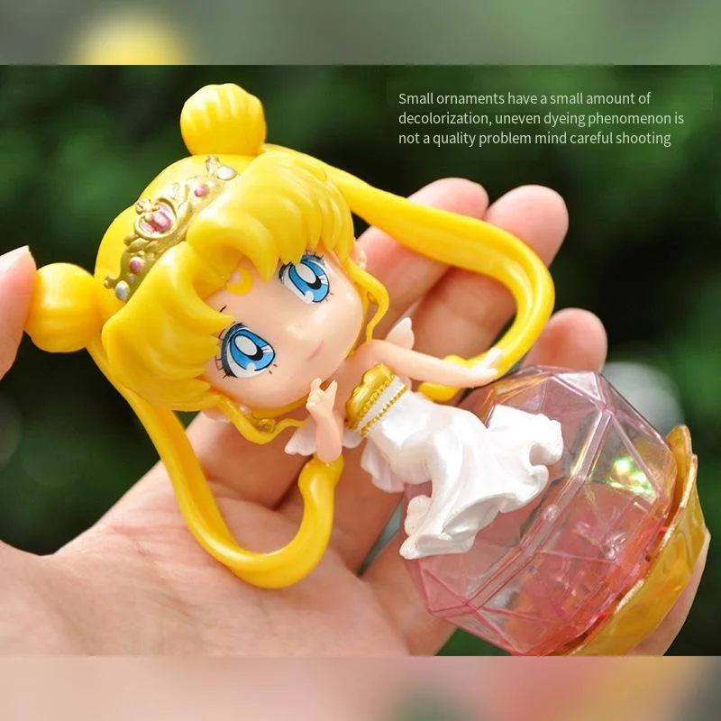 11CM Sailor Moon Anime Figures Kawaii Tsukino Usagi Chibiusa With Light Pvc Cute Toy Model Cartoon Dolls Ornament Gifts for Kids