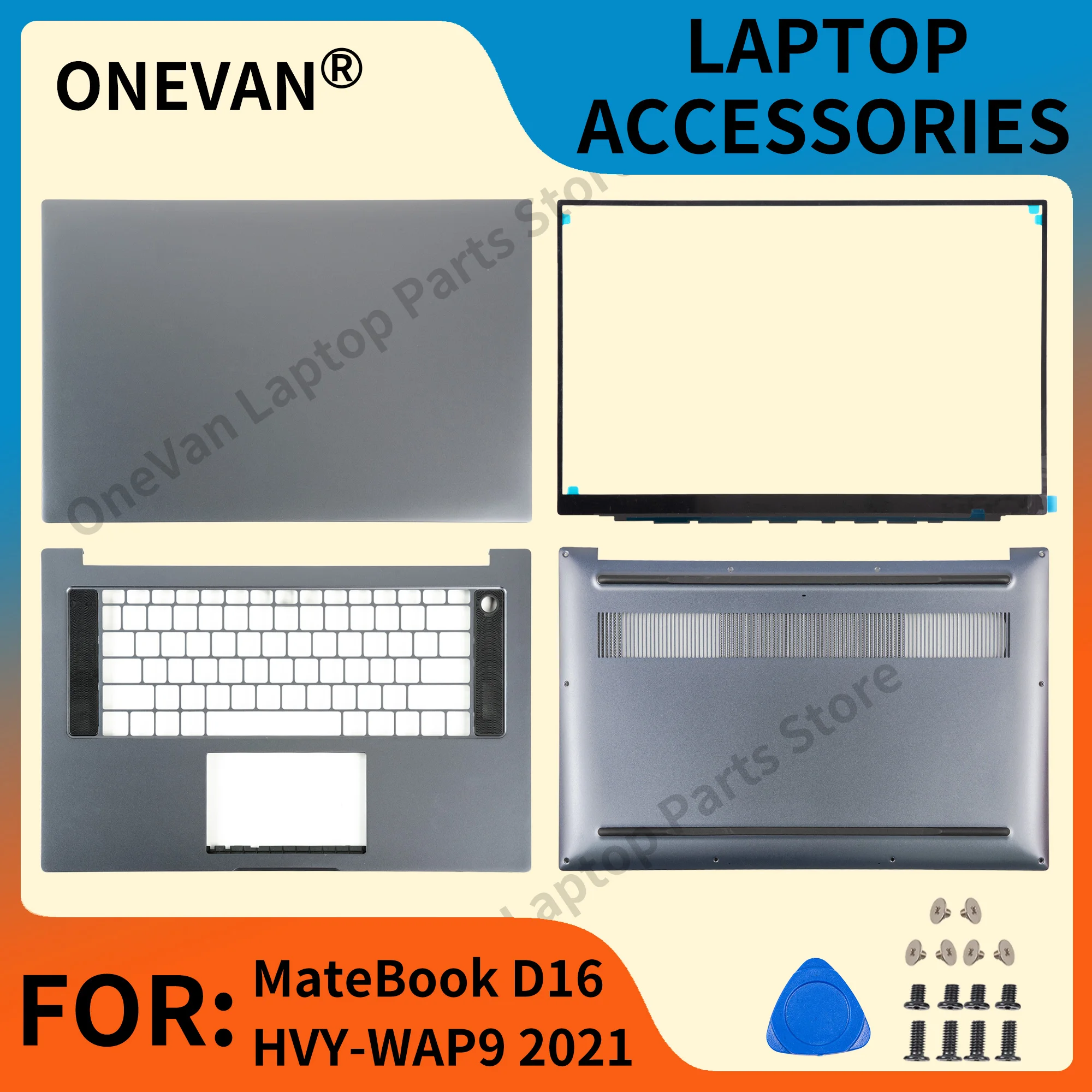 New Case For MateBook D16 HVY-WAP9 2021 LCD Back Cover Front Bezel Palmrest Bottom Case Top Case Laptop Covers 16inch