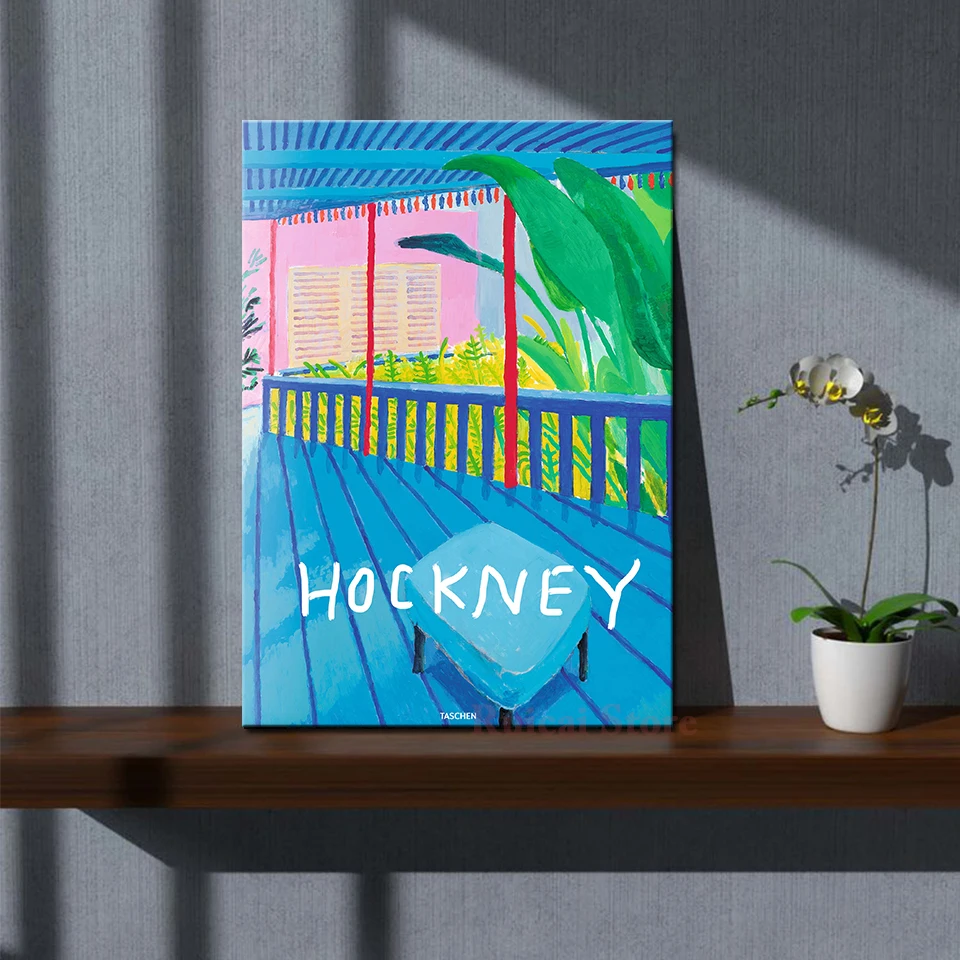 David Hockney Tropical Terrace Leinwand-Wandkunst-Poster, farbenfroher zeitgenössischer Gemäldedruck, moderne ästhetische Heimdekoration