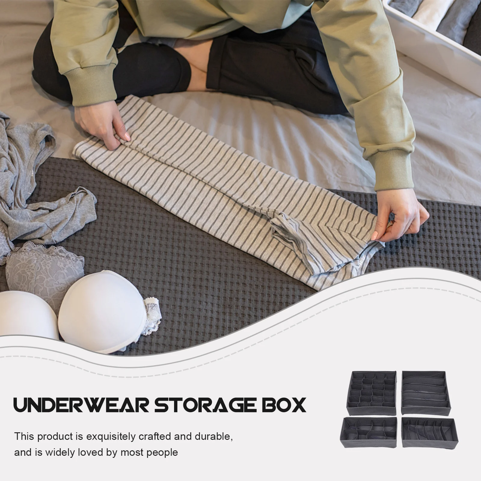 

4Pcs Bra Underwear Organizer with Divider Compartment Storage Box for Drawer Closet Sock Organizer Home Container