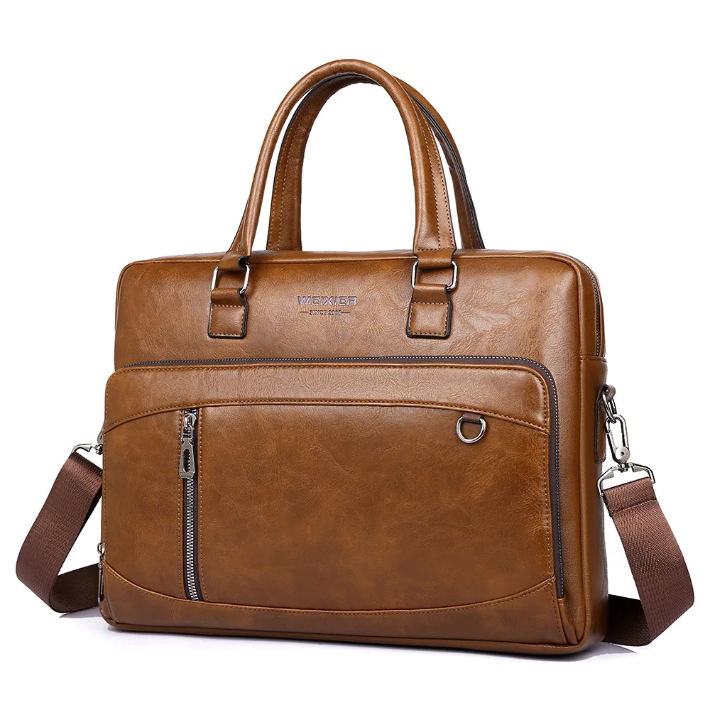 Business Handbag Horizontal Men's Shoulder Crossbody Bag High-end Sense Large Capacity Briefcase for File 15inches Laptop Storag