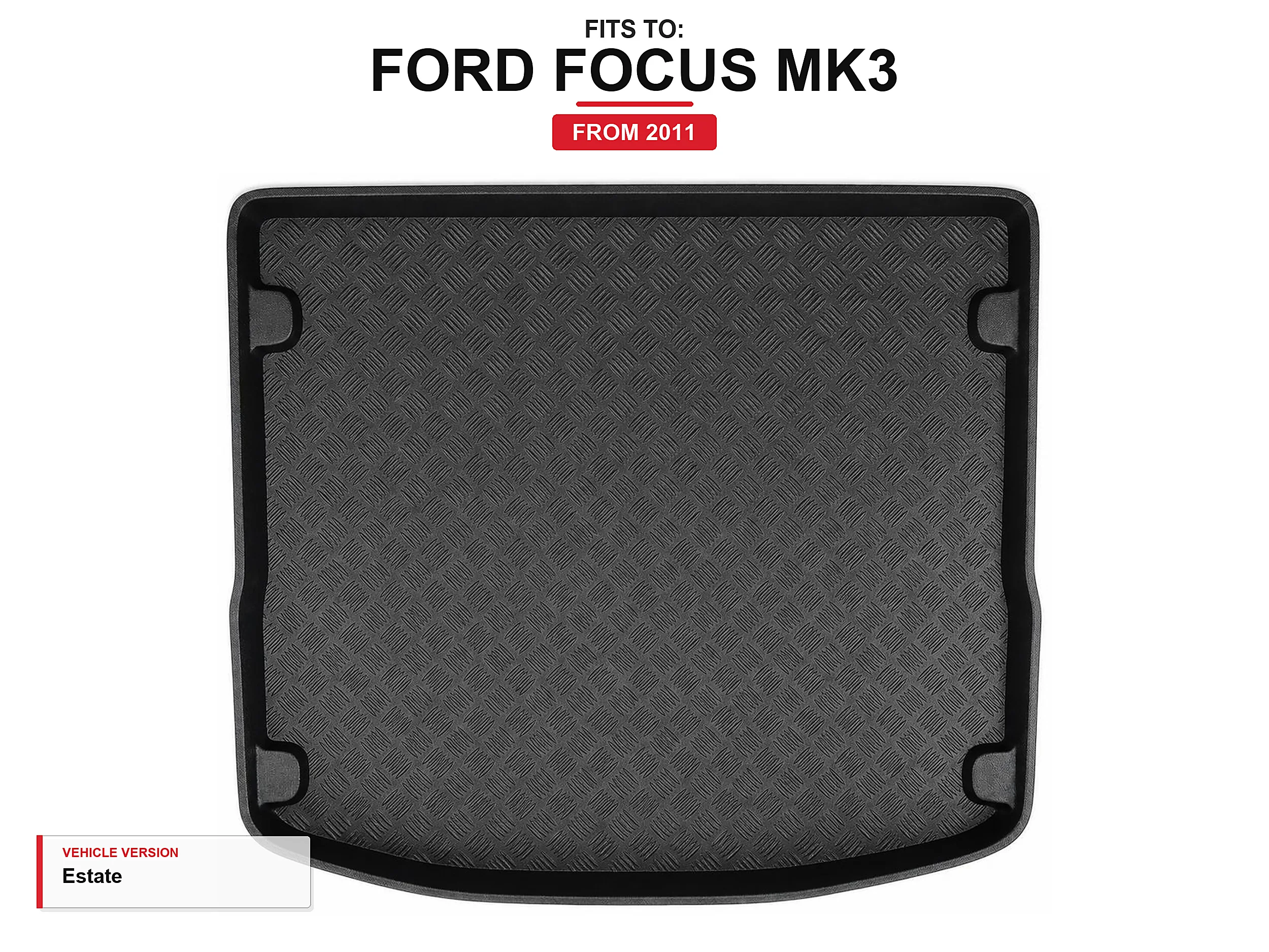 Kofferbakmat met rand voor: Ford Focus Mk3 2011- Estate