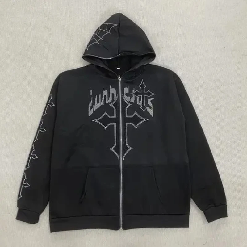 

Осенне-зимняя персонализированная трендовая толстовка с капюшоном и принтом, кардиган High Street, классическая повседневная куртка на металлической молнии в стиле хип-хоп