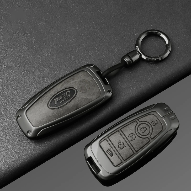 Funda de cuero de aleación de Zinc para mando a distancia de coche, funda para Ford Fusion Mustang Expedition F-450 F-350F150 Edge Explorer Mondeo Mk5 Focus