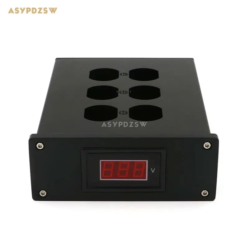 Full aluminum HIFI US AC Power Distributor 6 outlet Power supply box With voltage display chassis